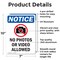 Signmission No Photos Or Video Allowed, 7 in W x Rectangle, Aluminum OS-2PACK-NS-A-710-V-14753 - alternate 6